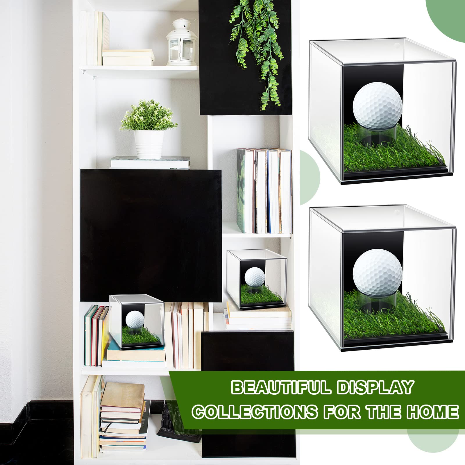 Vitrina de pelotas de golf, pequeña caja de acrílico transparente, soporte cuadrado para entusiastas de la pelota de golf, voleibol, coleccionables, 3.9 x 4 x 3.9 pulgadas (3 piezas)