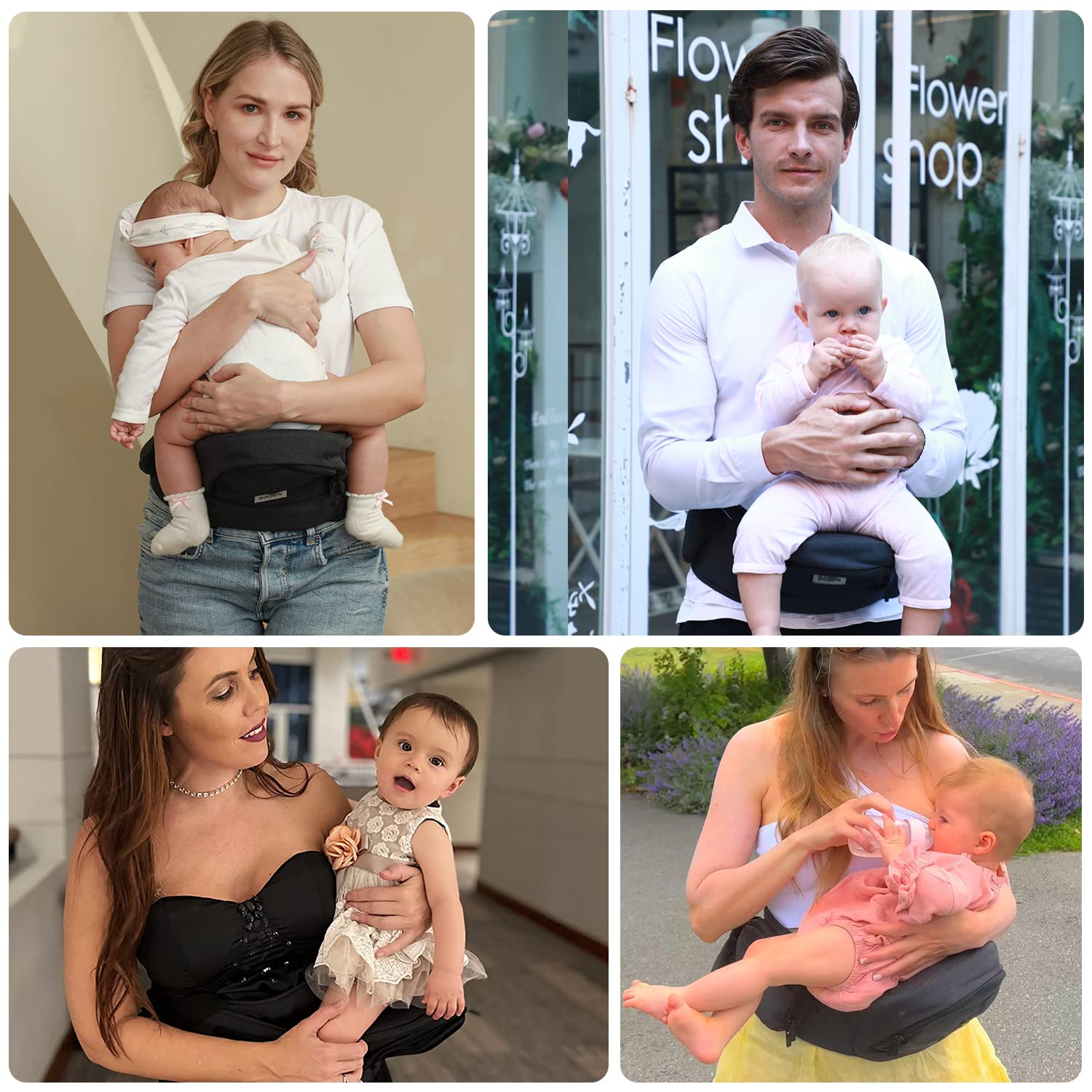 BABYMUST Hip Seat Baby Carrier, Advanced Adjustable Waistband &Various Pockets, Ergonomic Carrier for Newborns to Toddlers up to 66lbs, Black