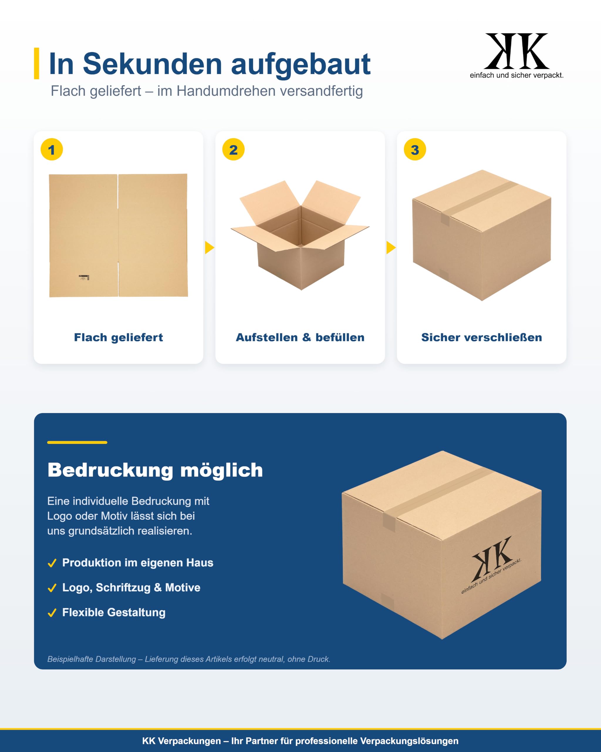 Versandkartons 400 x 400 x 300 mm 2-wellig mit variabler Höhe, 25 Stück | Mittelgroße quadratische Faltkartons für schwere Gegenstände für den Versand [Größe/Menge wählbar]
