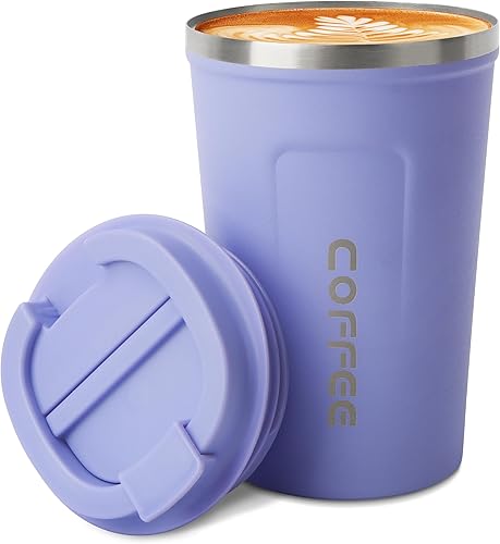 Vaso térmico de acero inoxidable de 12 onzas con aislamiento al vacío, taza de viaje a prueba de derrames con tapa, térmica para mantener el calor o