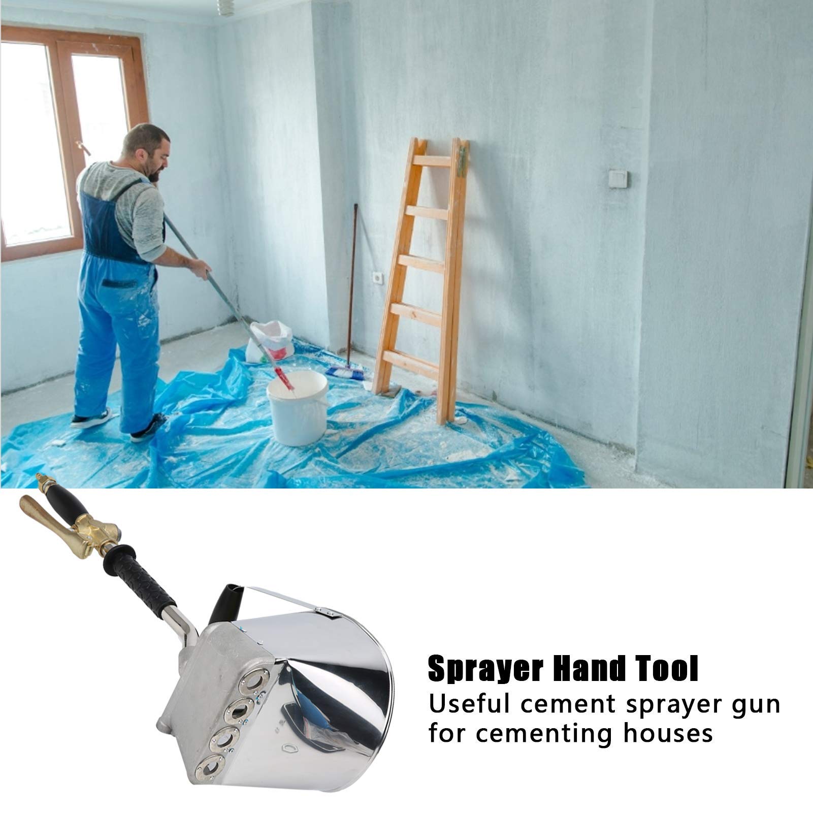 Pistola a Spruzzo per Malta Pistola a Spruzzo per Malta da Parete in Acciaio Inossidabile Fori di Spruzzo da 18 mm Pistola a Spruzzo Pneumatica per Cemento per Pittura Murale