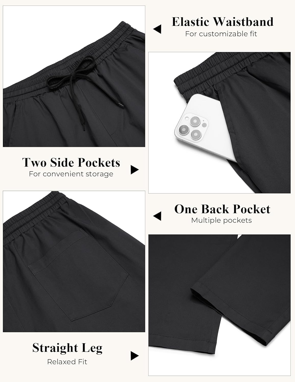 COOFANDY Men's Casual Pants Drawstring Elastic Waist Chino Pants Straight Leg Slacks Cotton Twill Trousers with Pockets - Image 6