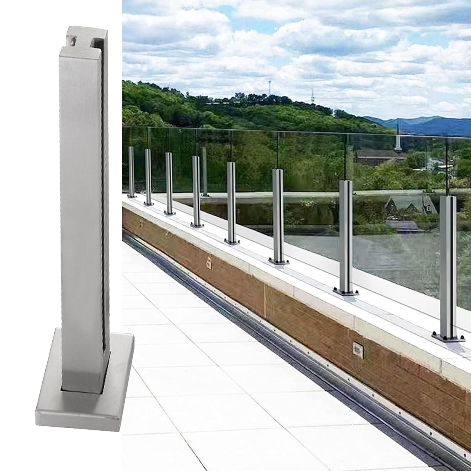 Sistema de barandilla de acero inoxidable para vidrio en balcones y patios