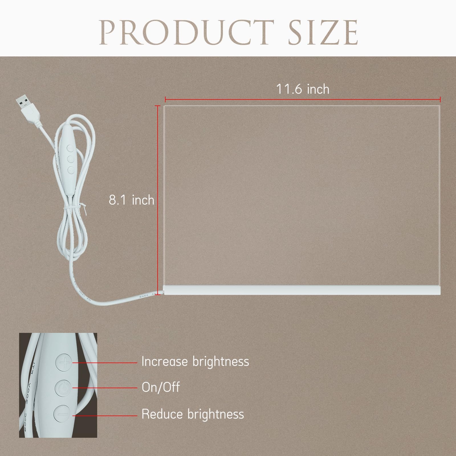Lavagna cancellabile a secco Laysinly Light up, 30 x 20 CM 7 colori cambia Lavagna per appunti a LED luminosa, pennarello a 8 colori, alimentazione USB, telecomando (L)