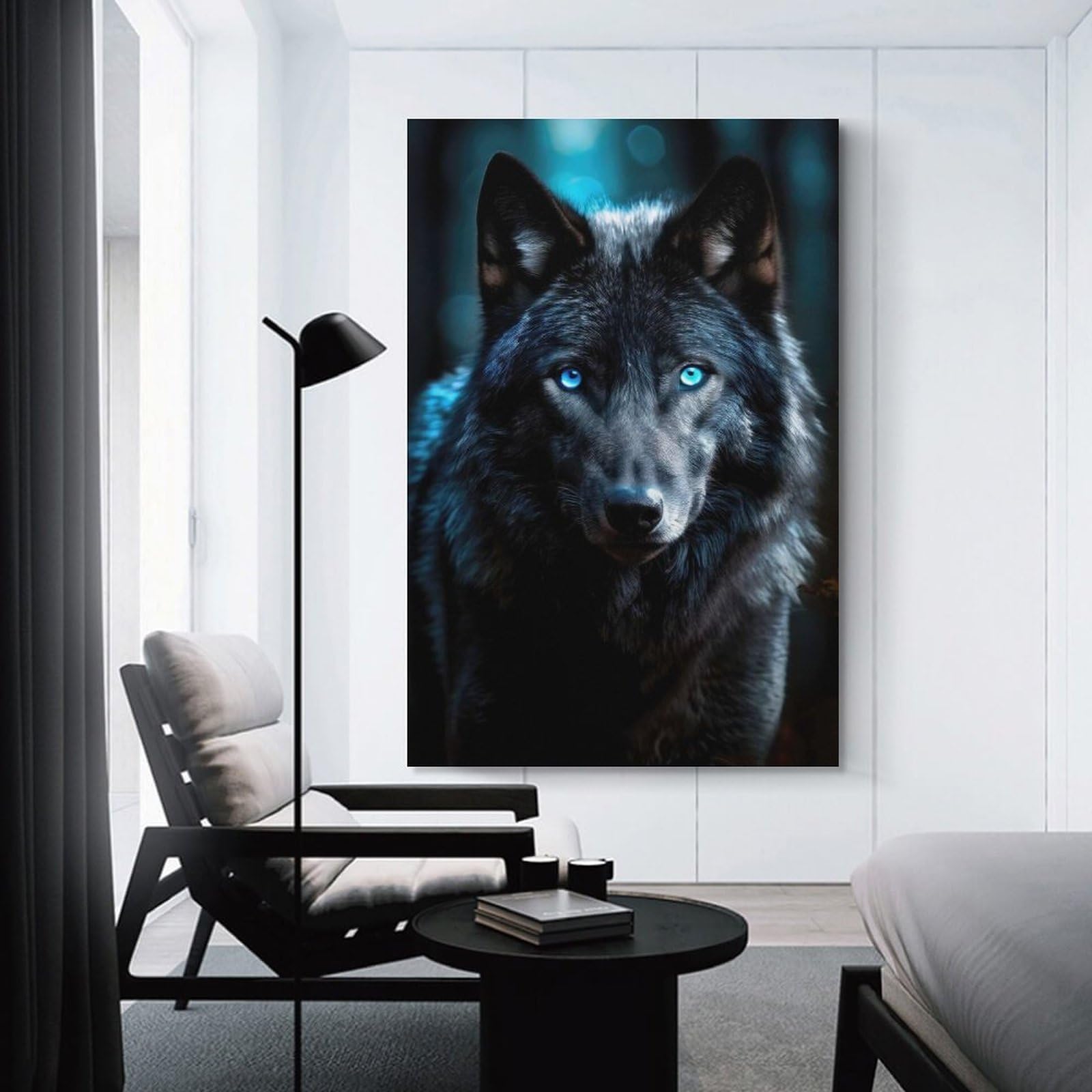 Junmoney Painted Wolf Portrait Wall Art Print, 24x36inch(60x90cm), for Corridors, Hallways Or Apartment Entries, Wall Decor to Refresh Empty Corners