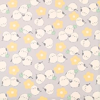 KOKKA オックス生地 Pastel-bonbon クローバー×しまえなが アニマルイラスト柄 綿100% 112cm幅 50cm単位販売 布 国産 コッカ ファブリック 手芸用品 (グレー)