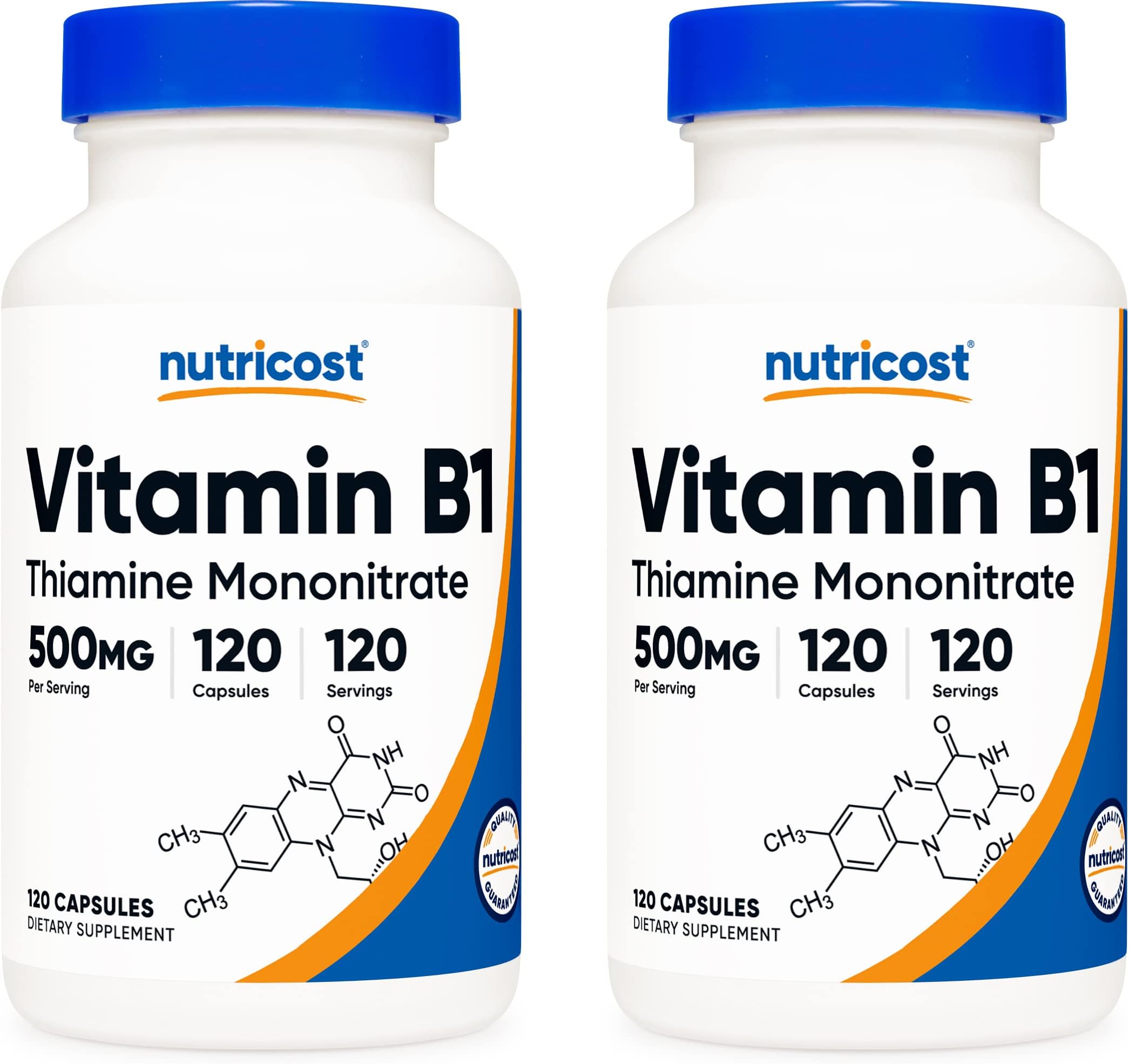 Vitamin B1 (Thiamin) 500mg, 120 Capsules (2 Bottles)