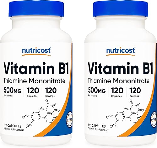 Miniatura 11 de Nutricost Vitamina B1 (tiamina) 500 mg, 120 cápsulas (3 botellas)