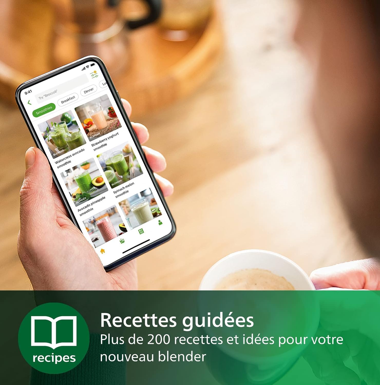 Philips Blender mixeur Série 3000 - Collection Eco Conscious, Technologie ProBlend, gourde de 0.6L Blend&Go, lames en inox, 350W, Plastiques 100% biosourcés, blanc soie mat (HR2500/00)