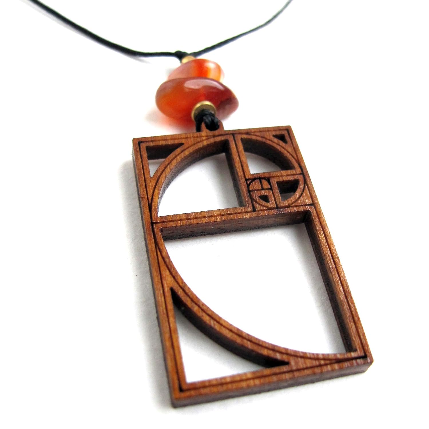 Golden Ratio Pendant, Phi Necklace, Fibonacci Sriral Necklace, Sacred Geometry, Fractal Art Jewelry
