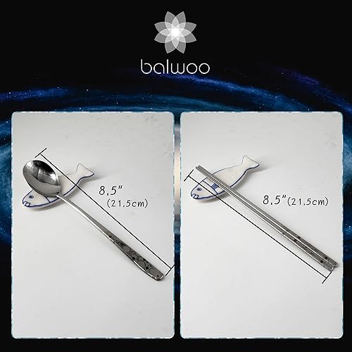 Miniatura 3 de 5 Sets Hecho en Corea Juego de palillos pegajosos de cuchara de arroz estilo coreano 430 cucharas de sopa de acero inoxidable para ramen, palillos