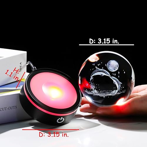 Miniatura 3 de YWHL Bola de figura de delfín de cristal 3.14 pulgadas, regalos de delfines para mujeres y hombres, estatua coleccionable de cristal para decoración