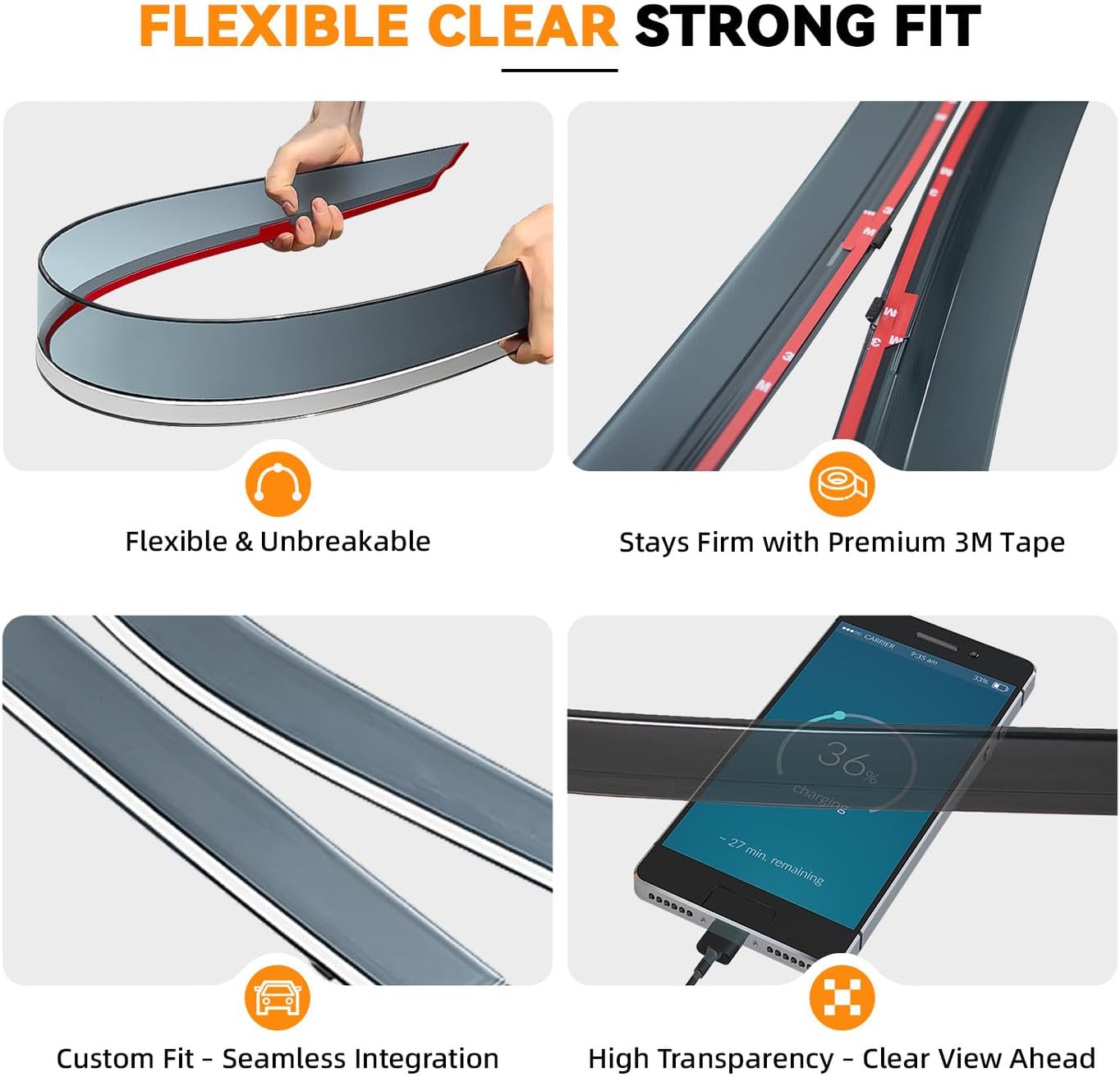 Deal 4-Piece Set 3D Wavy Style Smoke Vent Window Visor, JDM Mugen Outside Mount Tape-On Type Side Window Deflector, Custom Compatible with for 2006-2011 Civic 4-Door Sedan Only