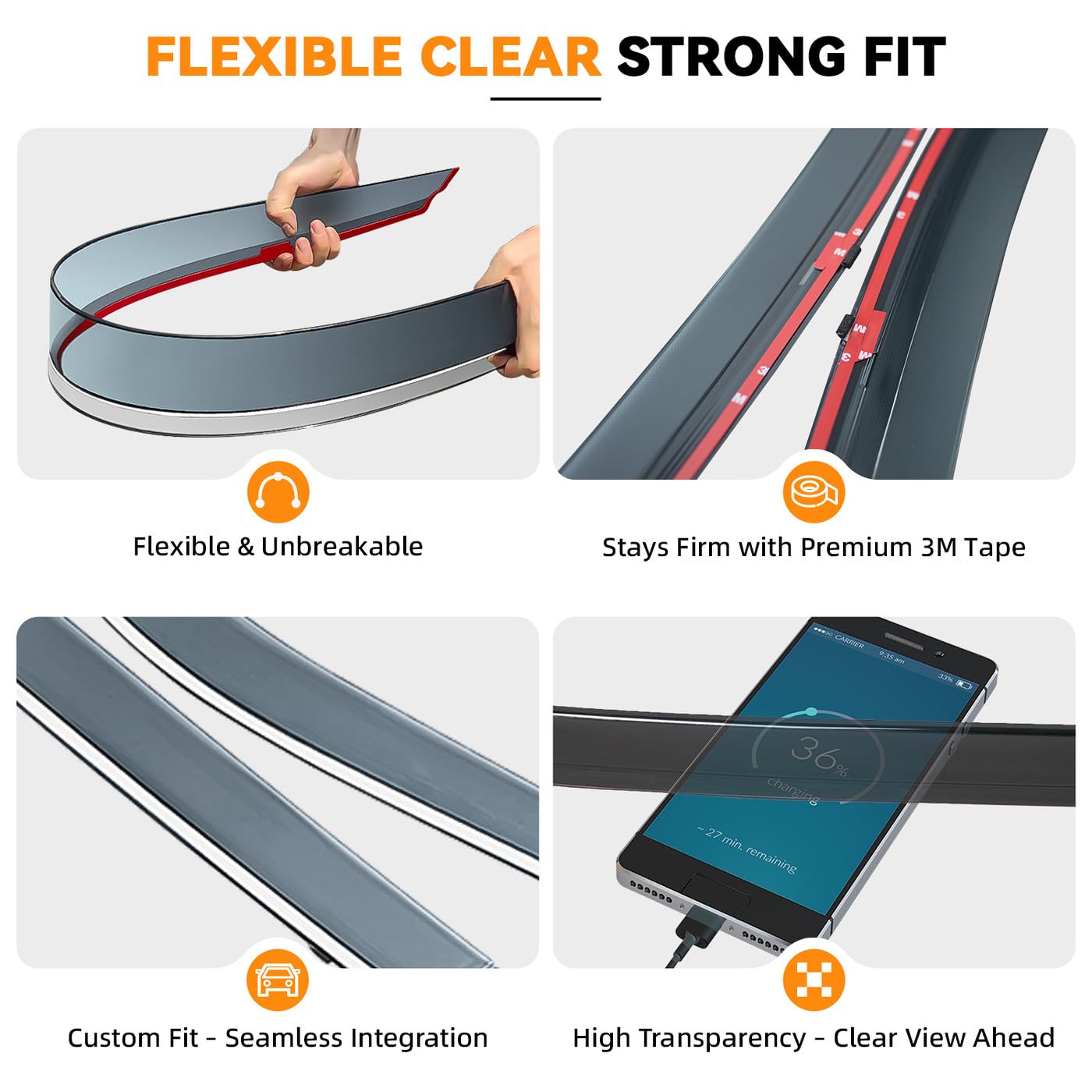 Deal 4-Piece Set 3D Wavy Style Smoke Vent Window Visor, JDM Mugen Outside Mount Tape-On Type Side Window Deflector, Custom Compatible with for 2006-2011 Civic 4-Door Sedan Only