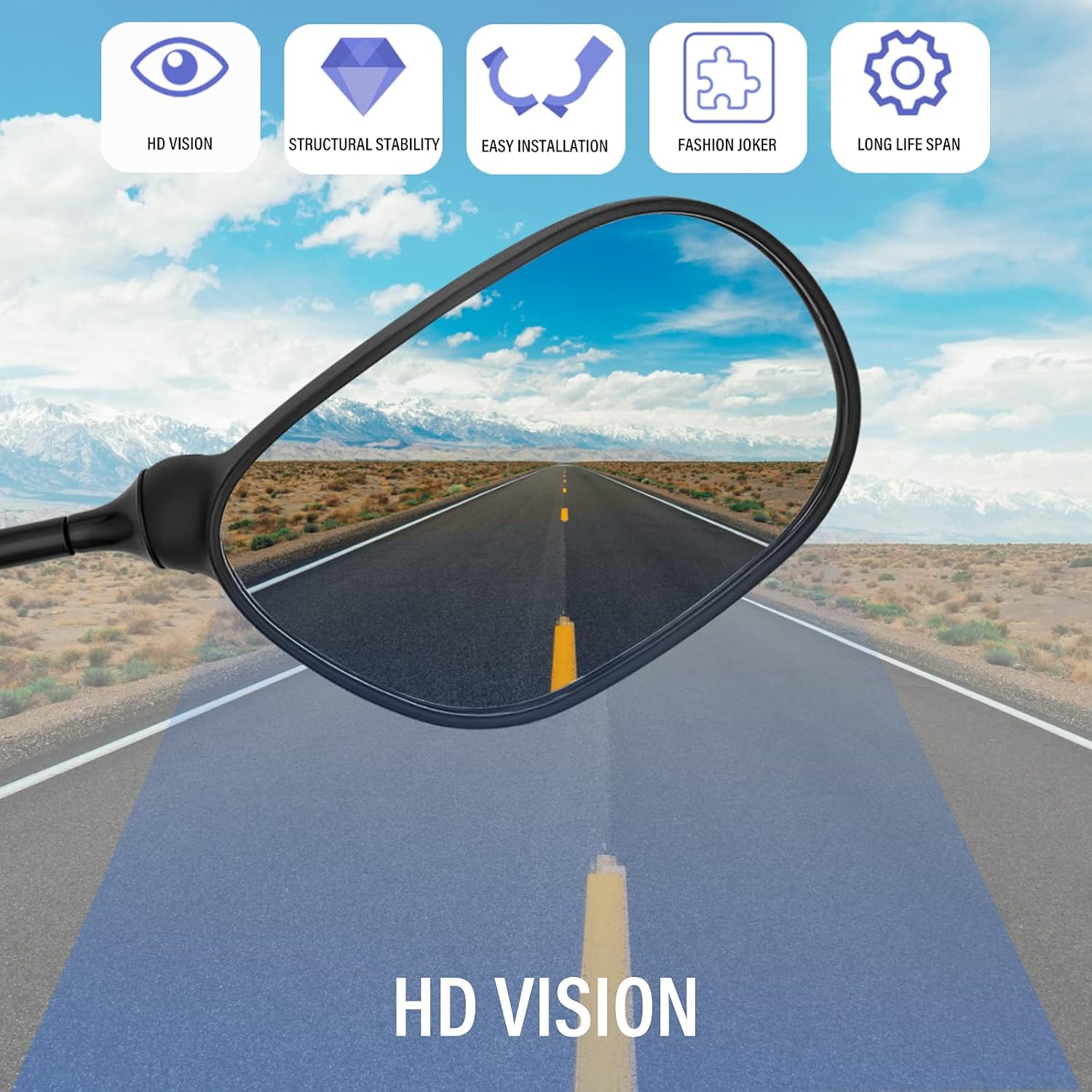 ATV Rear View Mirror, 360 Degrees Ball-Type ATV Side Rearview Mirror with 7/8" Handlebar Mount for Motocycle Scooter Moped Sportsman Dirt Bike Cruiser 4 wheeler mirrors - Image 2