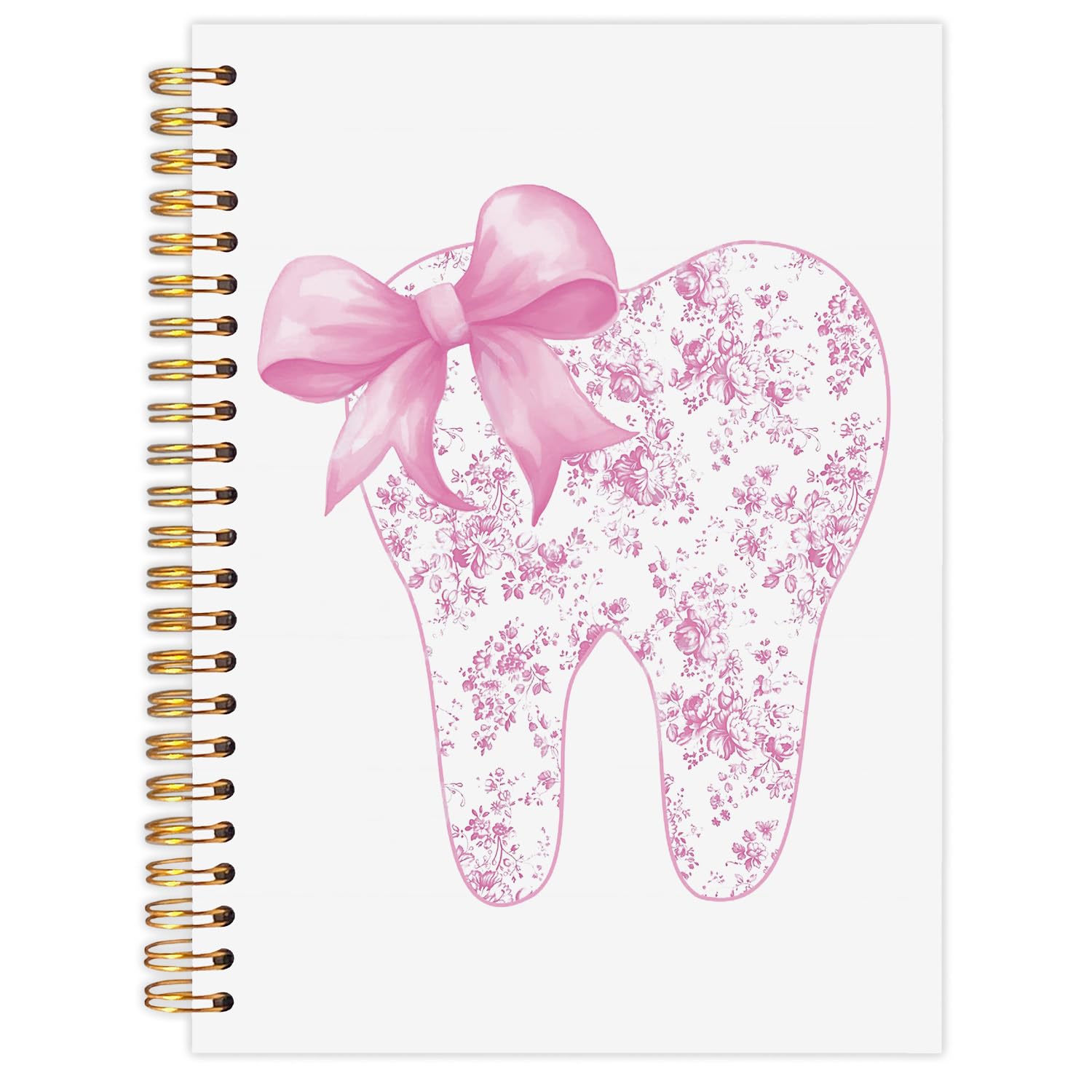 Dentist Gifts Pink Spiral Notebook Journal Dentist Dental Gifts for Women Notebooks for Note Taking Coquette Bow Chinoiserie