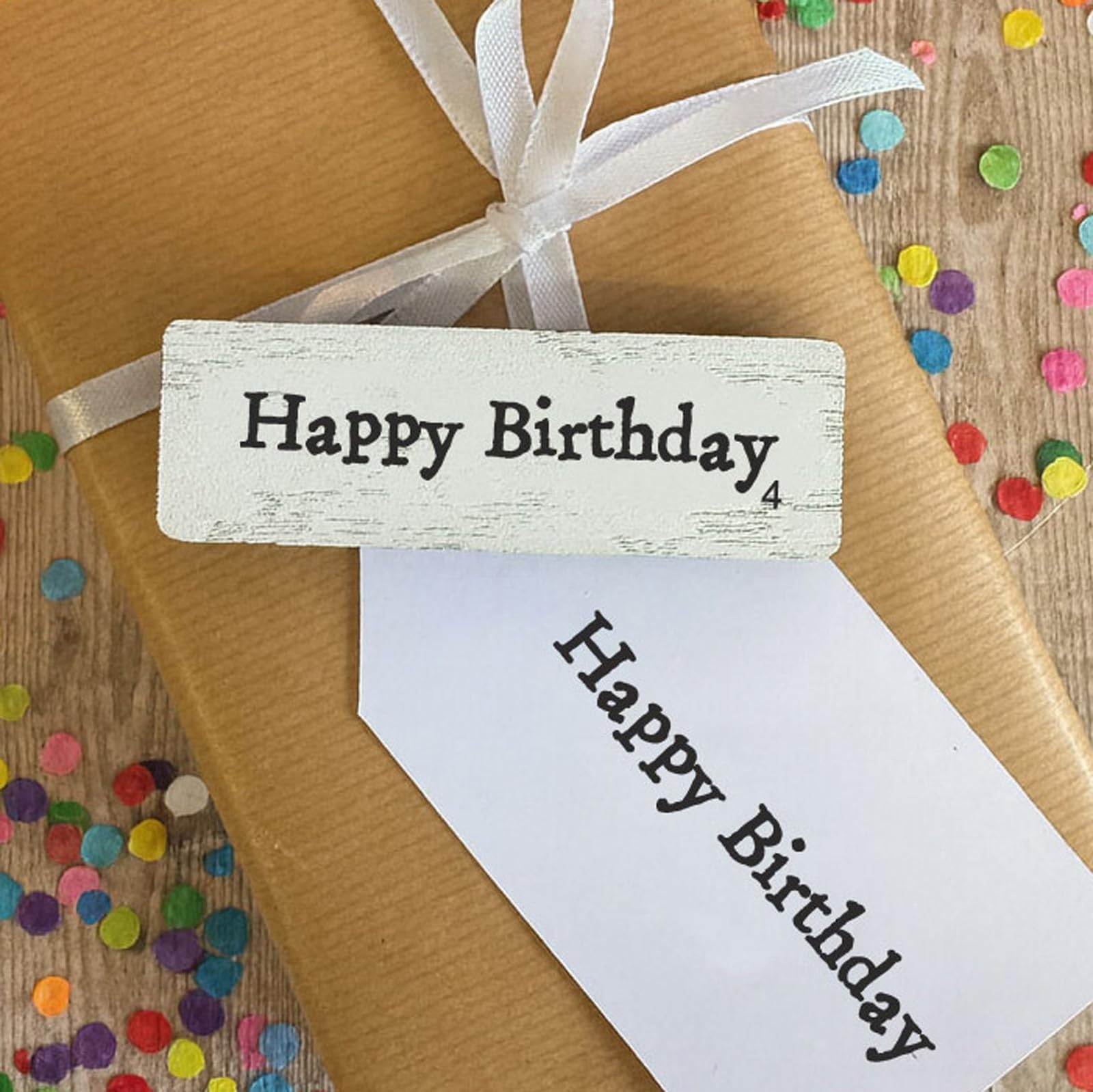 Large Happy Birthday Rubber Stamp, Wooden Craft Stamp for Cards & Tags