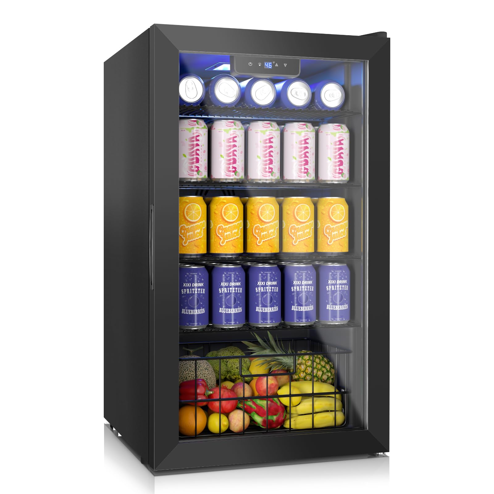 WINEBOSS 17 Black Inch Beverage Refrigerator and Cooler, 116 Cans Mini Beverage Fridge with Reversible Glass Door for Soda Beer or Wine, Freestanding Drink Cooler for Apartment Office Home Bar on Fridge.com