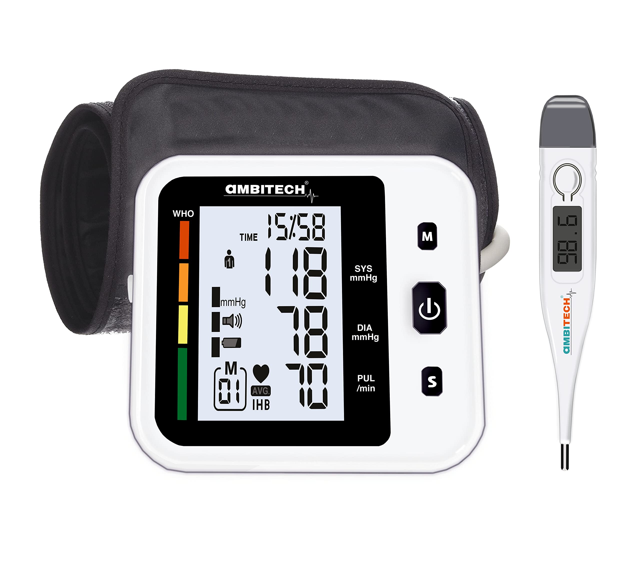 AmbiTech Fully Bp-03 Automatic Digital Blood Pressure Monitor With USB Port and AmbiTech Digital Thermometer (Made in India) (2 Year Warranty) (B0B2K7V9DG) Amazon Price History, Amazon Price Tracker