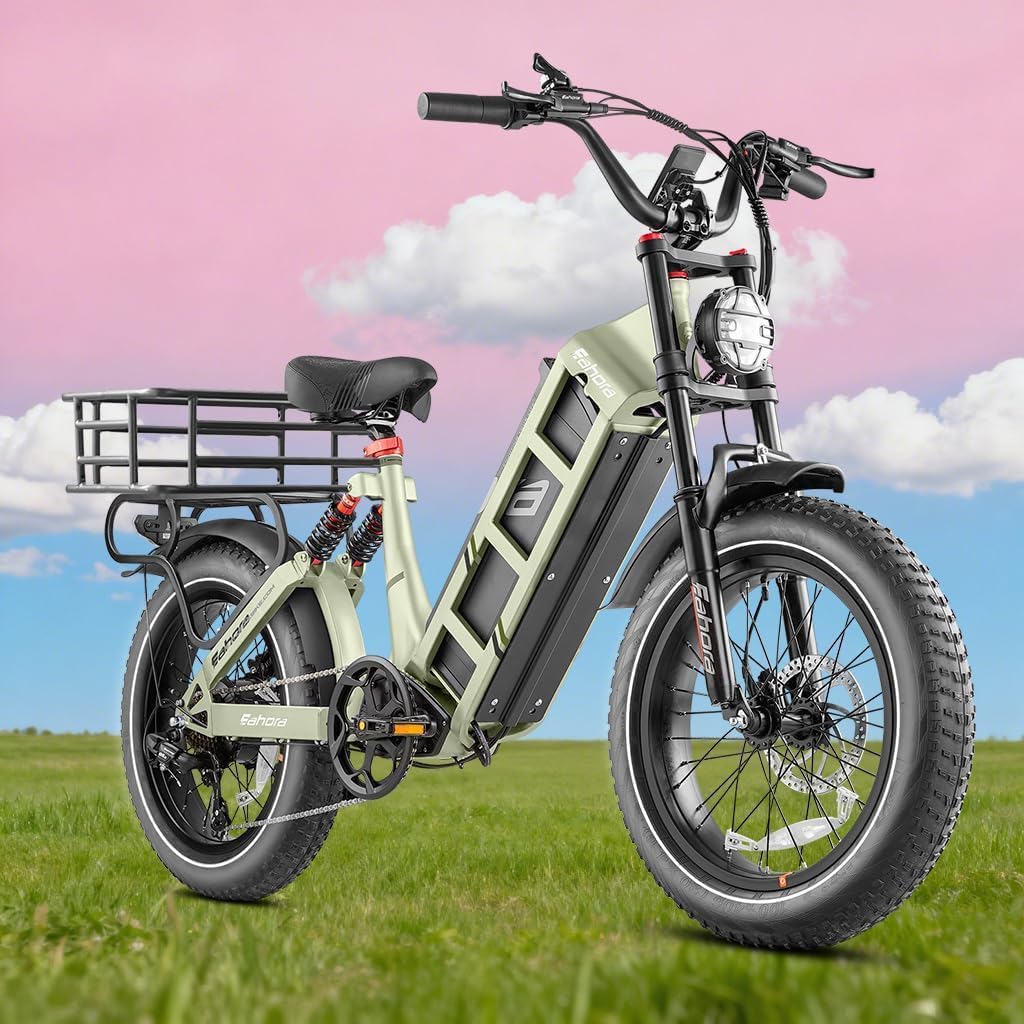 eAhora Juliet Pro II Electric Bike for Adults Peak 5200W Dual Motor Electric Bike Up to 43MPH, 70AH/60AH 220+Miles Long Range Ebike, 20" Fat Tire Full Suspension Electric Bicycle for Commute