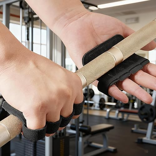Miniatura 9 de Agarres de entrenamiento de cuero natural, protección de manos, 1 par de guantes de gimnasio sin dedos, alternativa mejorada, prevención de ampollas