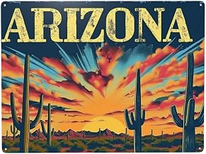 Arizona Slogan Western Desert Cactus Classics Tin sign Vintage Retro Wall Art for Cozy Decor for kitchen Cafe living room Farmhouse Restaurant Chic Plaque Decorative gifts 8x12 Inch