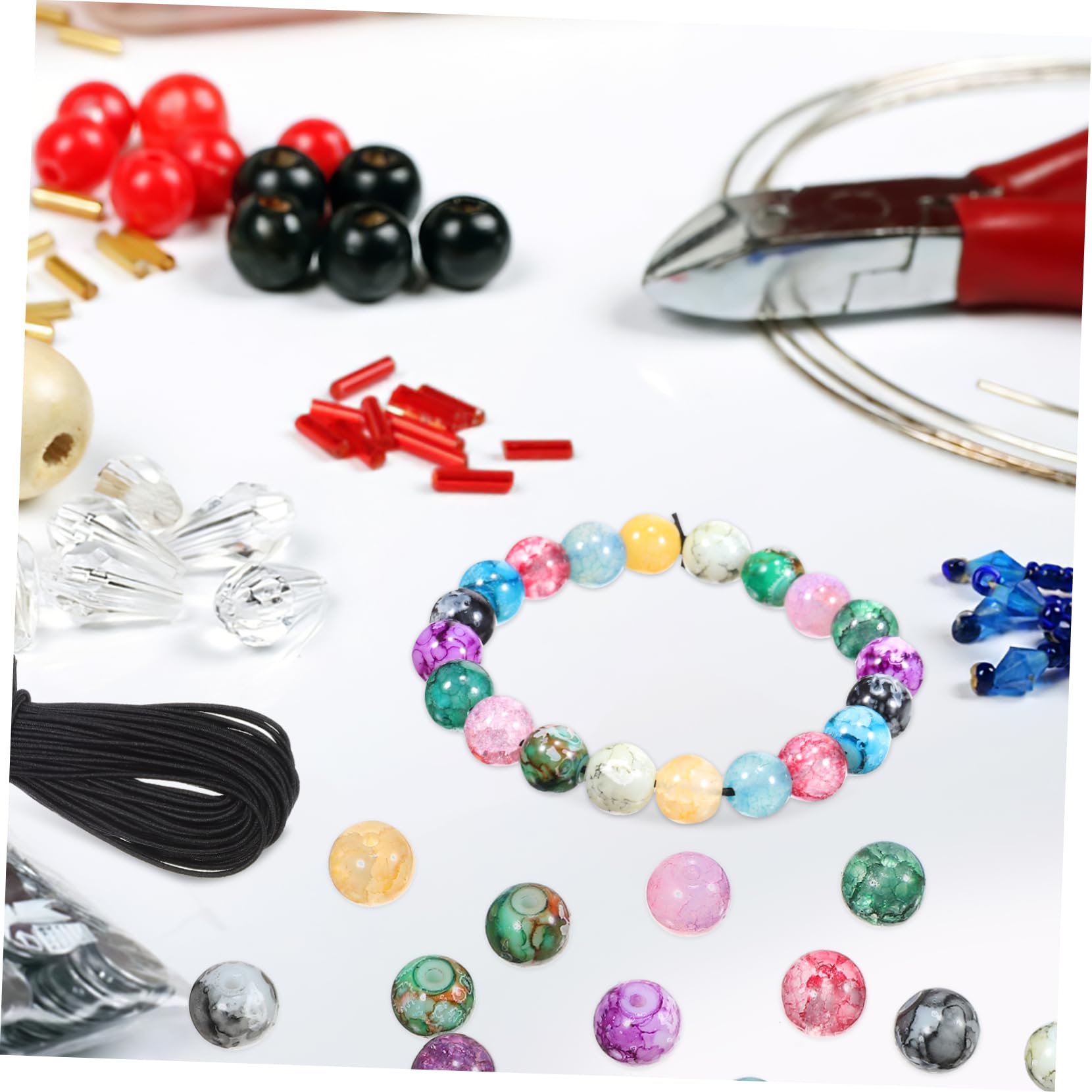 DOITOOL Abalorios Redondos Para Joyería Con Hilo Elástico Diy Para Collares 200 Piezas*4