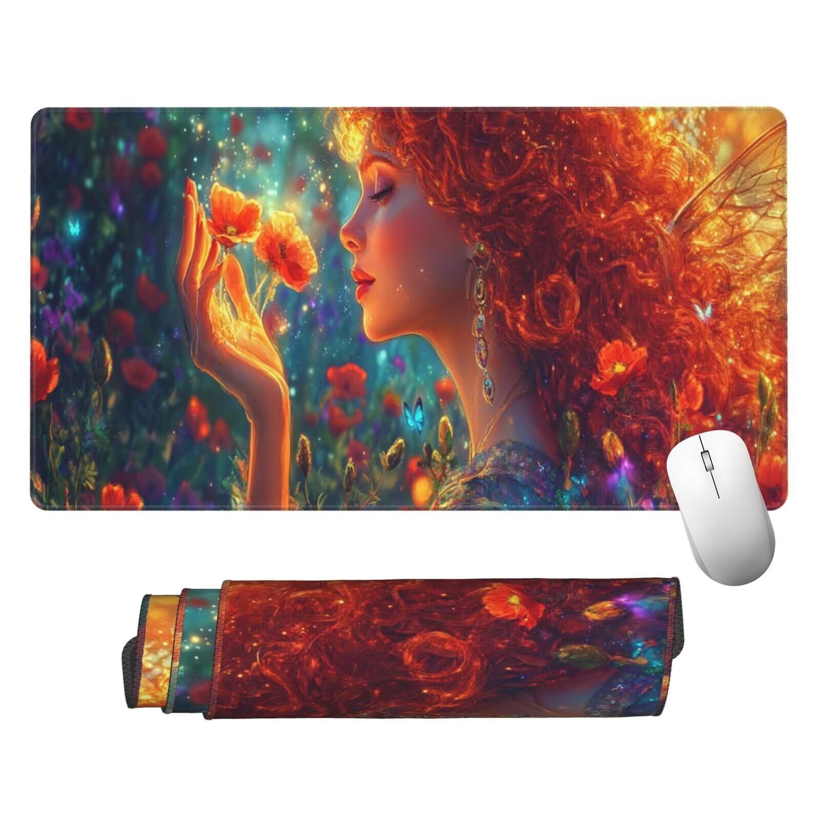 Żółta podkładka pod mysz XXL Beauty mata na biurko 1600 x 800 x 3 mm zmywalna podkładka do gier na laptopa, z antypoślizgową gumową podstawą do gier, PC, pracowników biurowych Y939