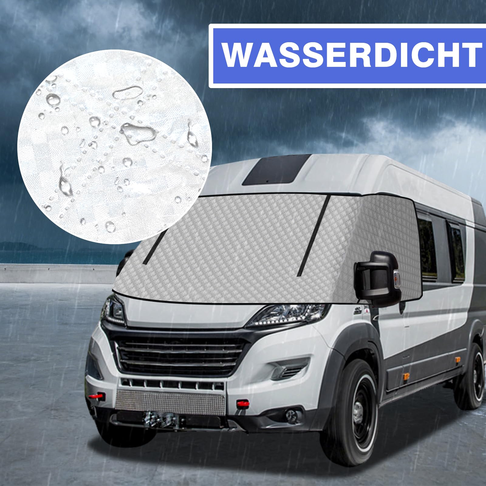 Copri Parabrezza con Cerniera Materassino Termico per FIAT Ducato Peugeot Boxer Citroen X250/290 2006-2024 Protezione Protezione UV Protezione Solare Resistente alle intemperie Tappetino Isolante