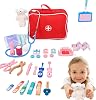 Pretend Doctor Set with Storage Bag, Wooden Toy Pretend Play Set, Wooden Pretend Play Dentist, Medical Kit, Doctor Mini Doctor Role Play, Educational Toys, Imagination Development, Indoor Games,