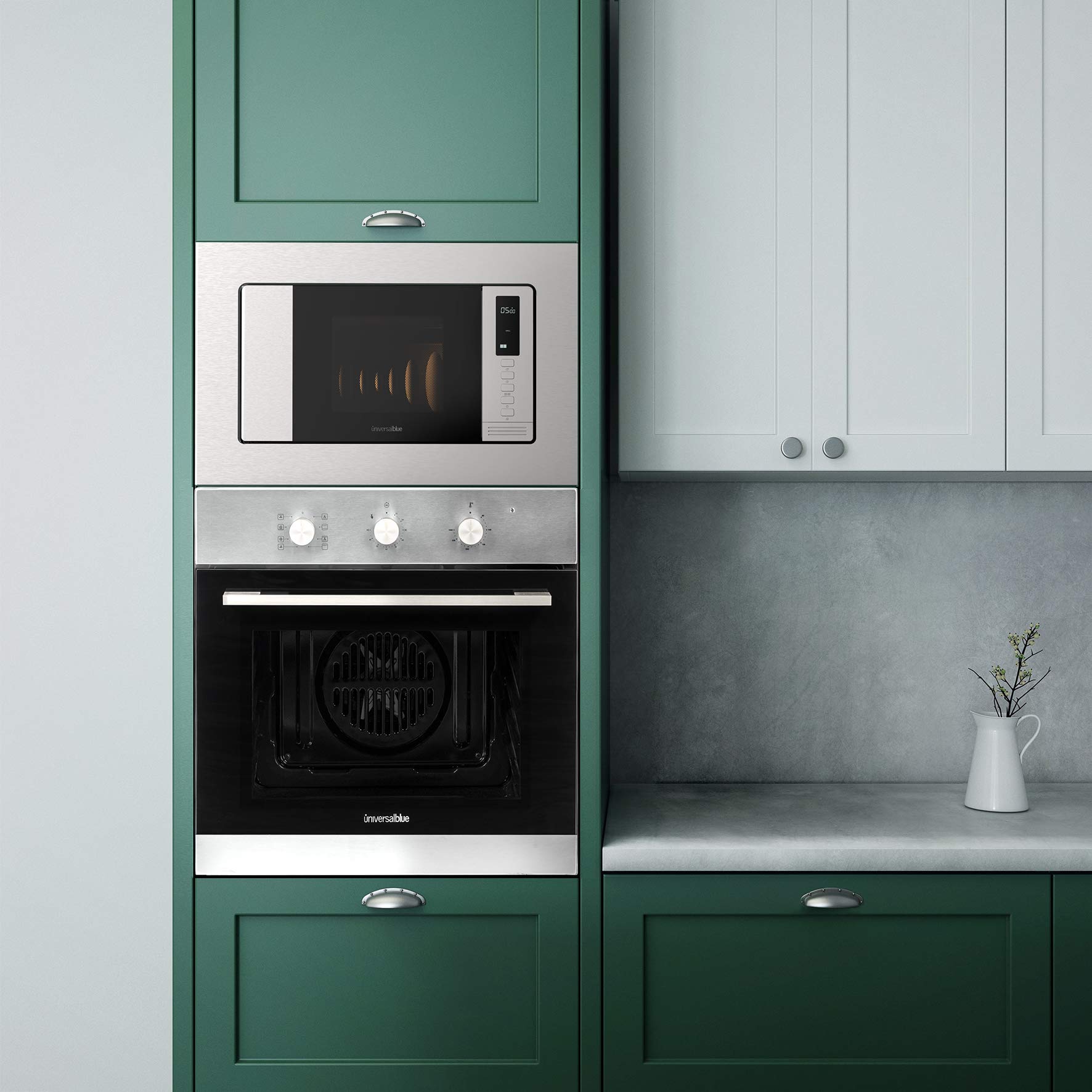 UNIVERSALBLUE Horno Multifunción INOX | Capacidad 66 L | Clasificación Energética A+ | 3300 W |Temporizador | 5 Modos | Doble Cristal