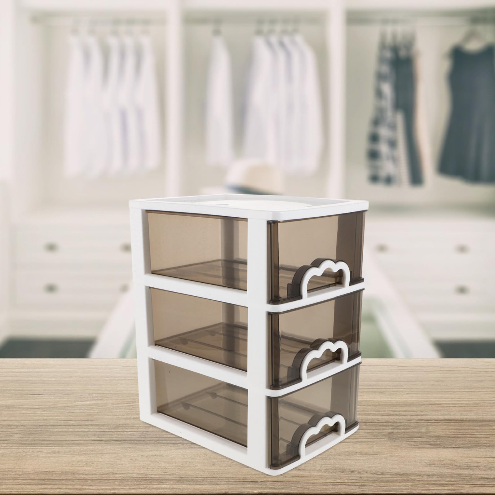 ABOOFAN Organizer Cosmetici in Plastica Cassetti Scorrevoli, Design Compatto e Portatile, Meccanismo Cassetto Comodo per Scrivanie e Spazi Piccoli