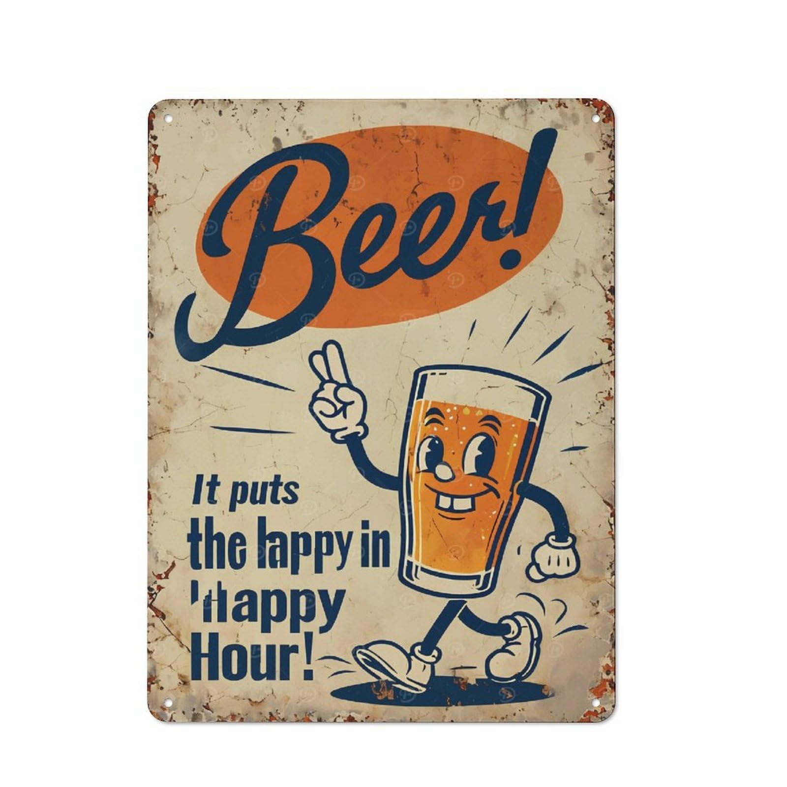 Junmoney Style-17 Casual Beer Happy Hour Sign Garden Room Metal Sign 40X30cm, Porch Wall Decor For Conservatory, Home Bar Or Utility Room