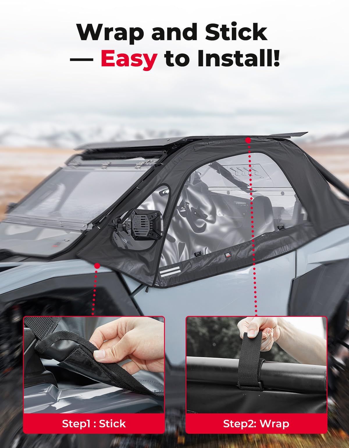 Can Am Maverick Sport Primal Soft Cab Enclosure Upper Doors By SuperATV   SE CA T 001 SPORT ECO