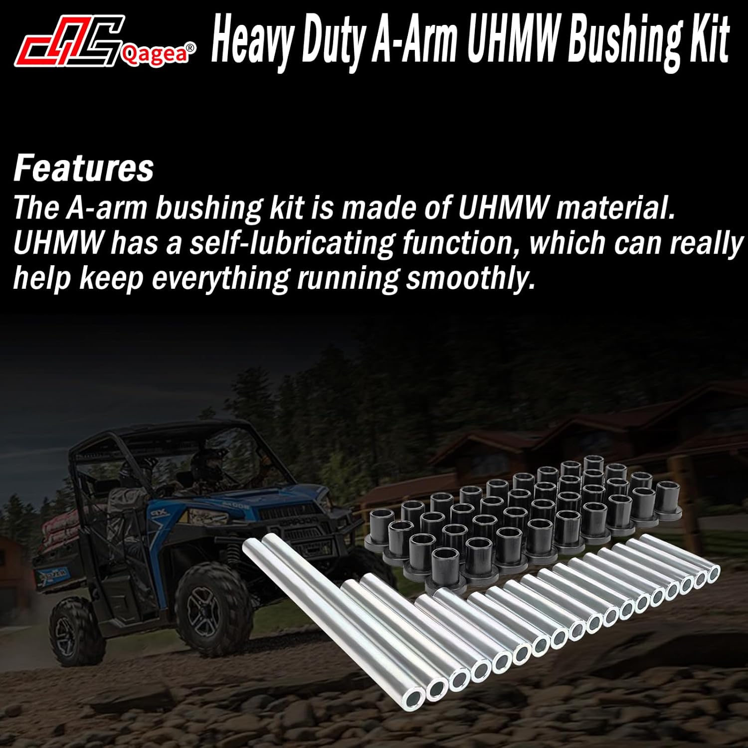 Heavy Duty A-Arm UHMW Control Arms Bushing Kit Replacement for 2013+ Polaris Ranger XP 900, 2014+ Polaris Ranger XP 900 Crew, 2015-2018 Polaris Ranger 1000 Diesel Replace ‎AAB-P-RAN-K3-002 CT-04