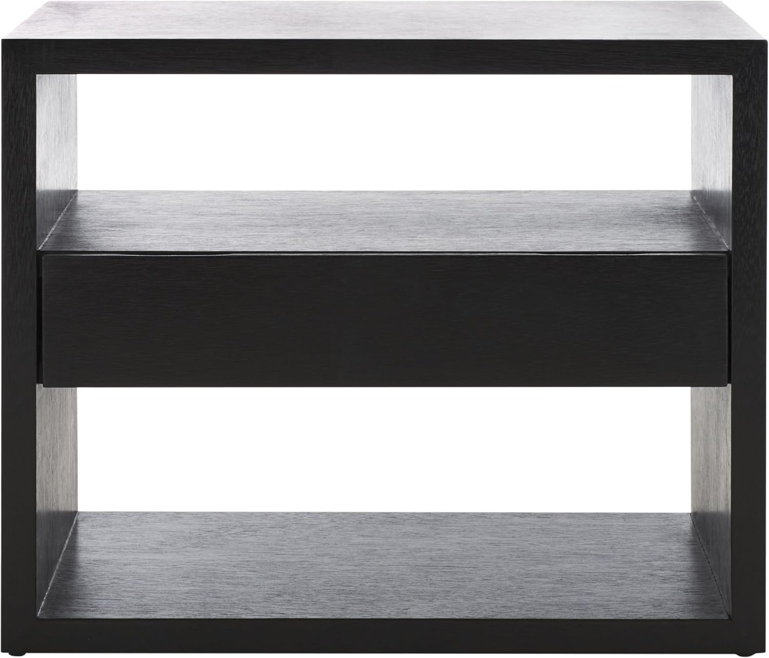 SAFAVIEH Home Collection Munson Black 2-Shelf 1-Drawer Nightstand (Fully Assembled)