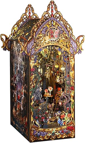 ENHOCIYT Kit de rincón de libros de bricolaje, estantería decorativa de bricolaje ensamblada a mano, kit de creatividad con luz LED (Ley de la Noche)