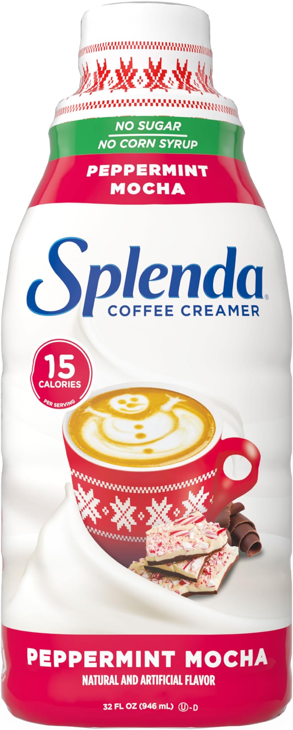 SPLENDA Limited Edition Peppermint Mocha Sugar Free, Low Calorie Liquid Coffee Creamer, 32 fl. oz. (Pack of 1)