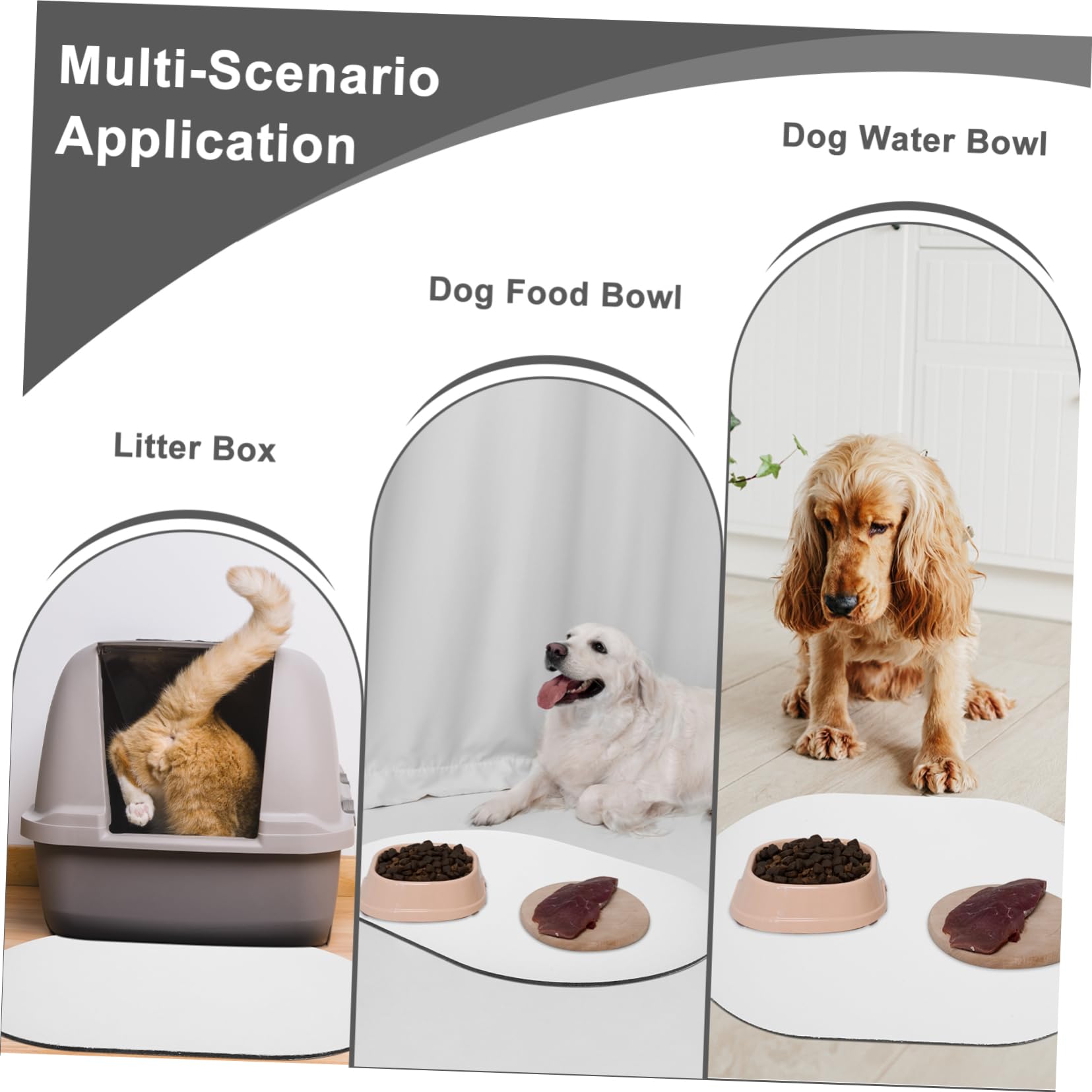 POPETPOP 3pezzi Tappetino Assorbente Per Ciotole Animali Design Antiscivolo Oval Per e Facile Da Adatto Per Cani e