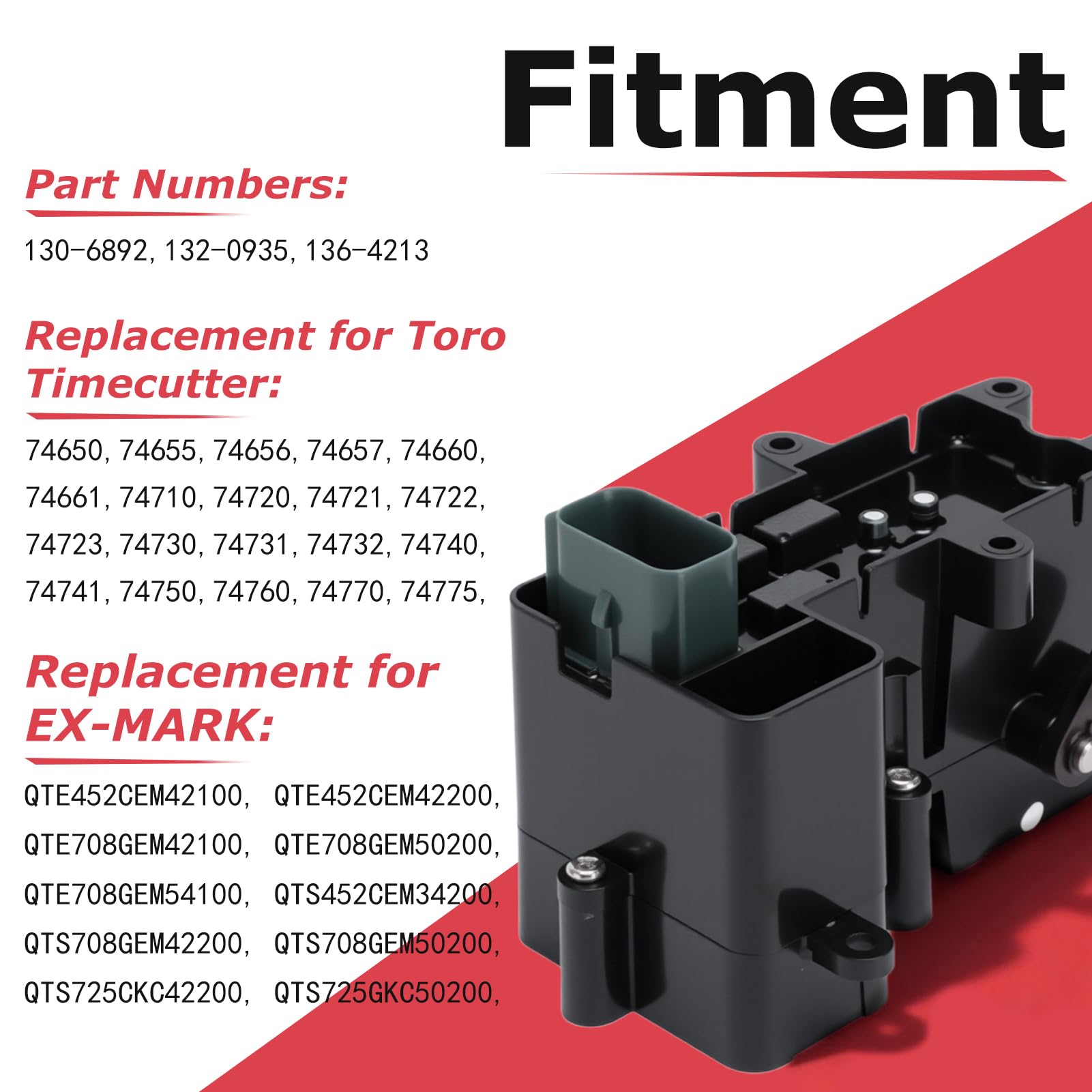Módulo de control de freno, módulo de control de freno para cortacésped, montaje de caja de freno para ToroTimecutter Ex Mark E S con material ABS compatible con 130-6892 132-0935 136-4213