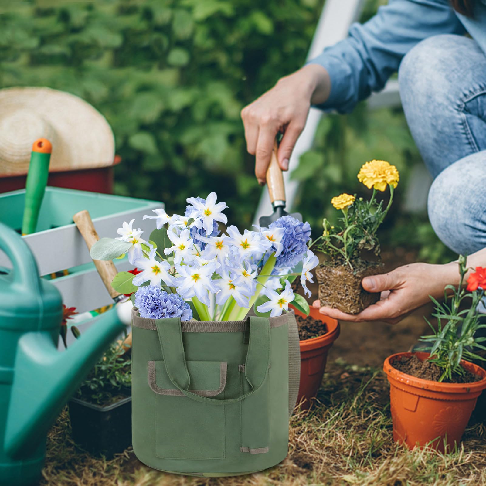 Sac de rangement outils de jardin imperméable 30L grande capacité toile anti déchirure