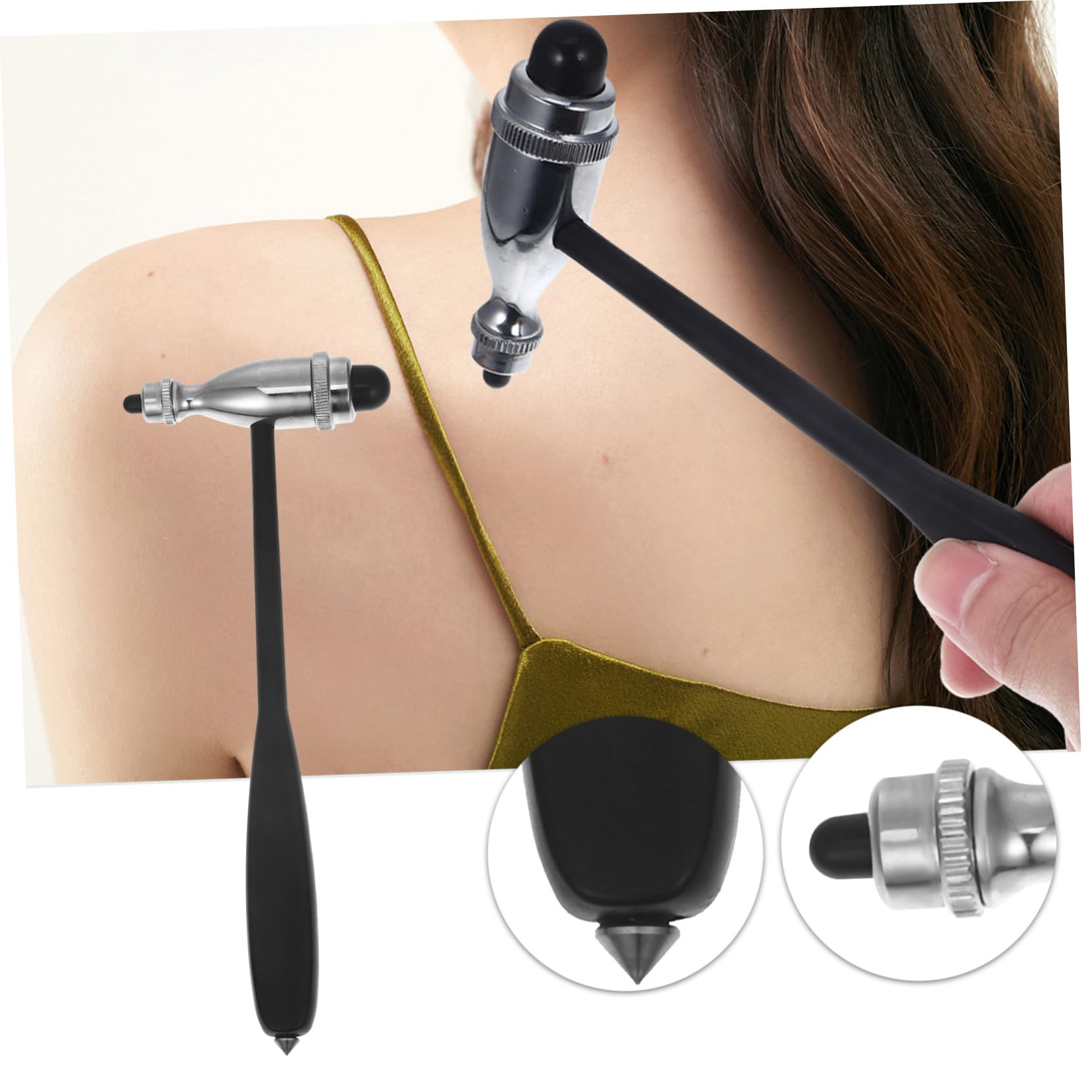 Cabilock Martillo De Prueba De De 4 Piezas Económico Médico De Percusión Neurológico Portátil Práctico De Acero Inoxidable Color Negro
