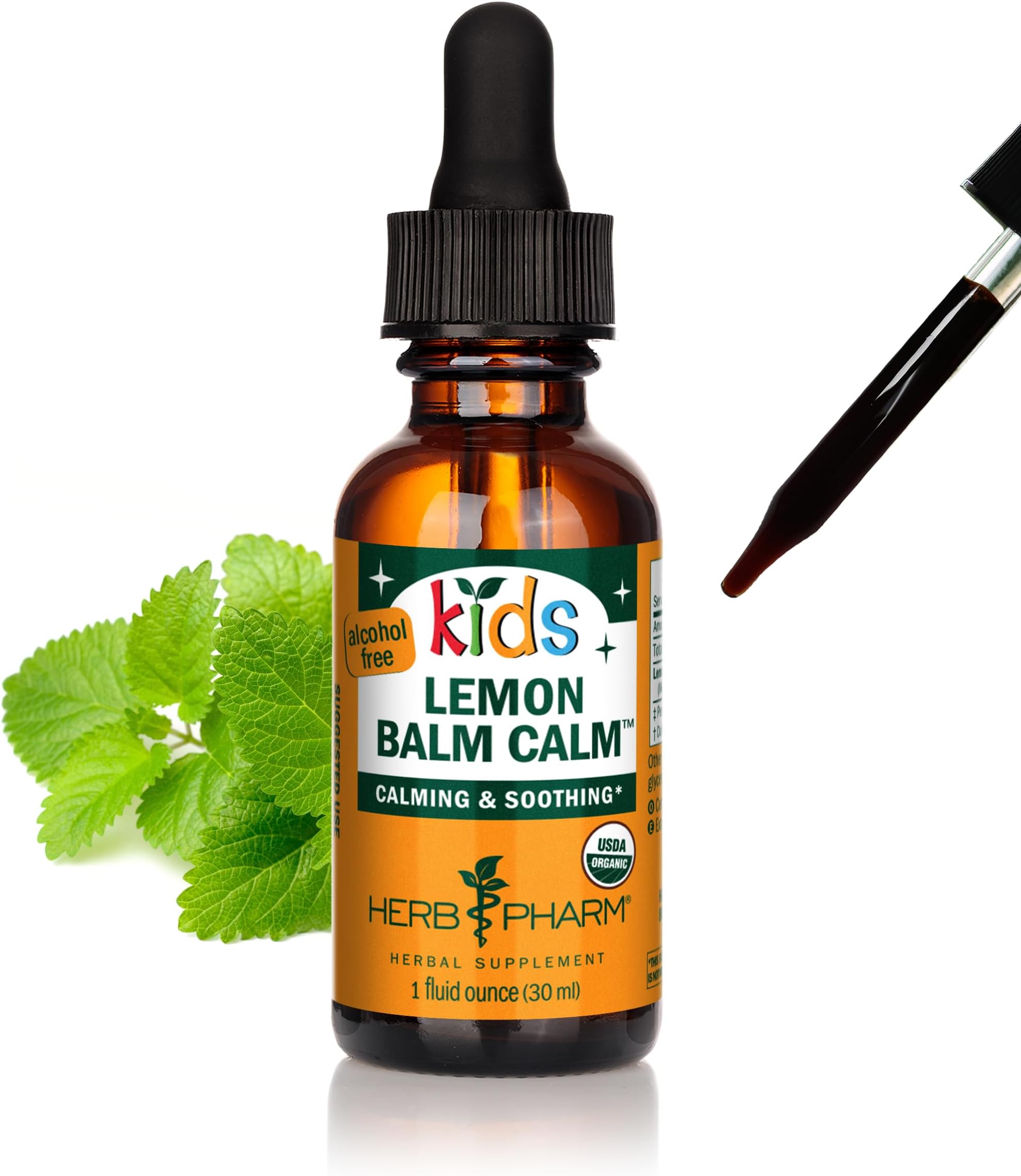 Kids Certified-Organic Alcohol-Free Lemon Balm Calm Liquid Extract, 1 Ounce (GLKLEMON01)