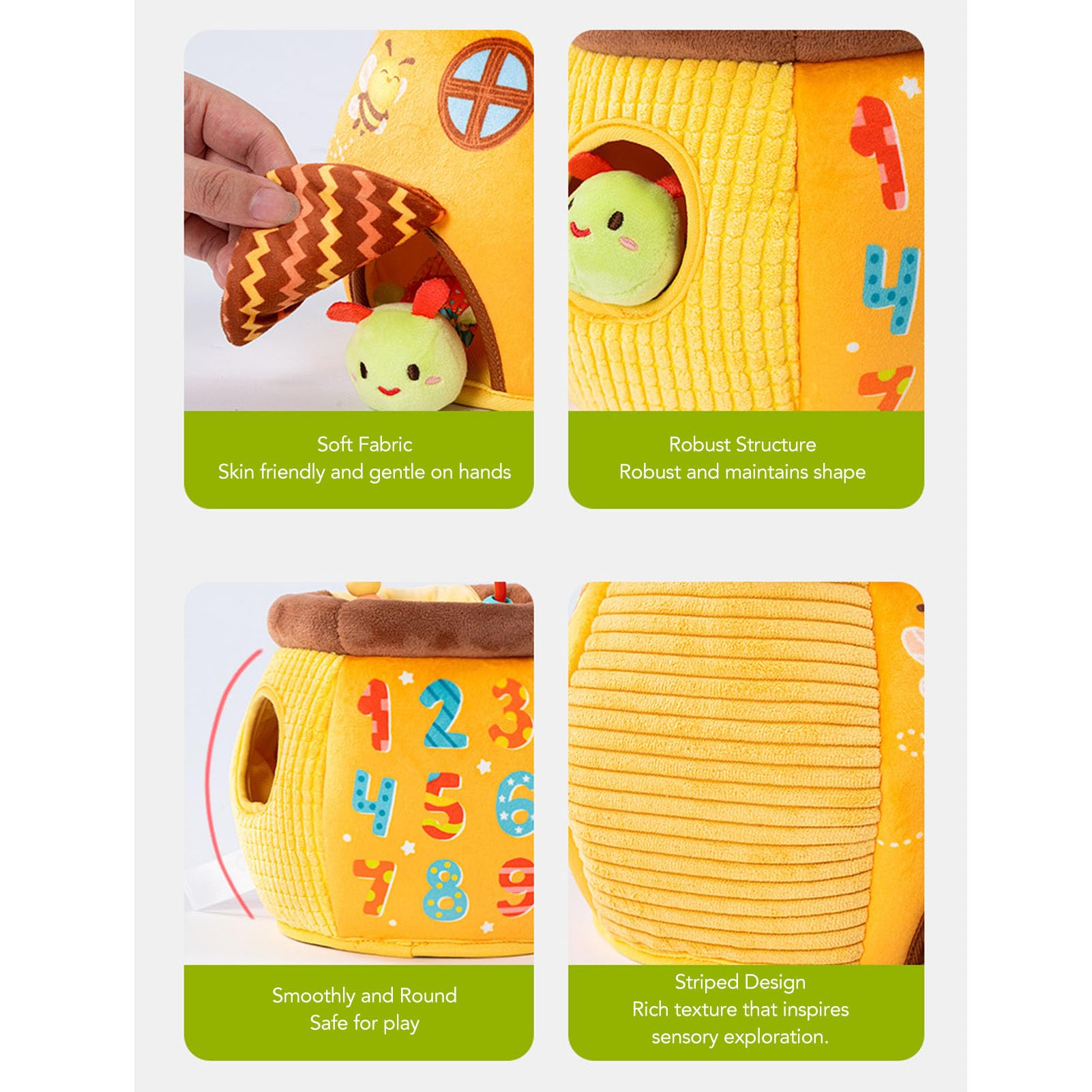 Peluche de cristal de miel, suave y lindo para niños pequeños de 6 meses