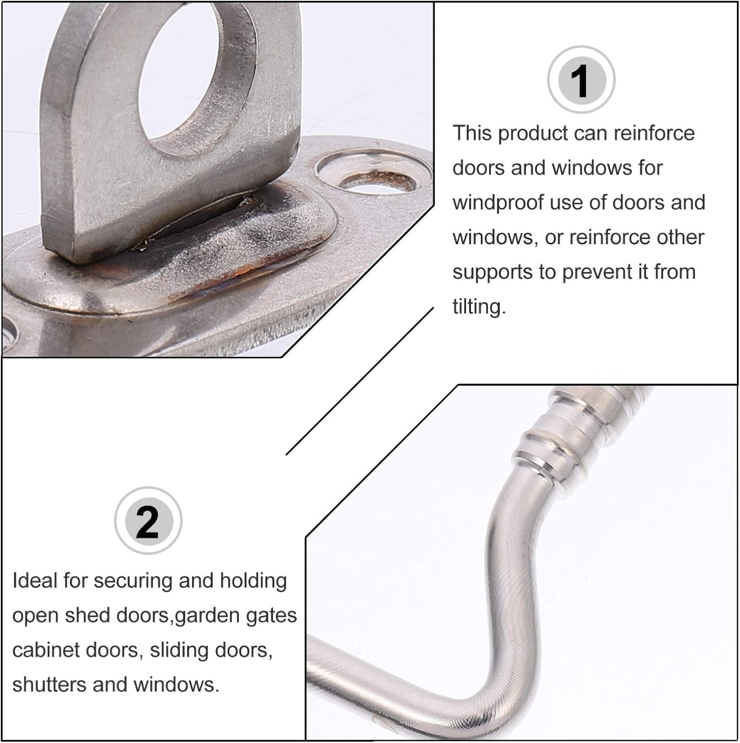 Slide Bolt Gate Latch, Hook-Eye Latch Door Lock, Hook Lock, Sliding Bolt Door Lock, snap Latch Rotating Window Door Hook Belt mounting Screw(15X3.5cm)