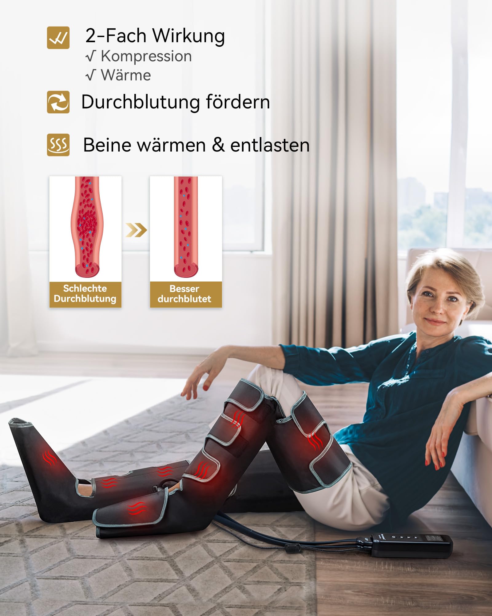 FIT KING Beinmassagegerät für Füße, Waden, Oberschenkel & Wärme