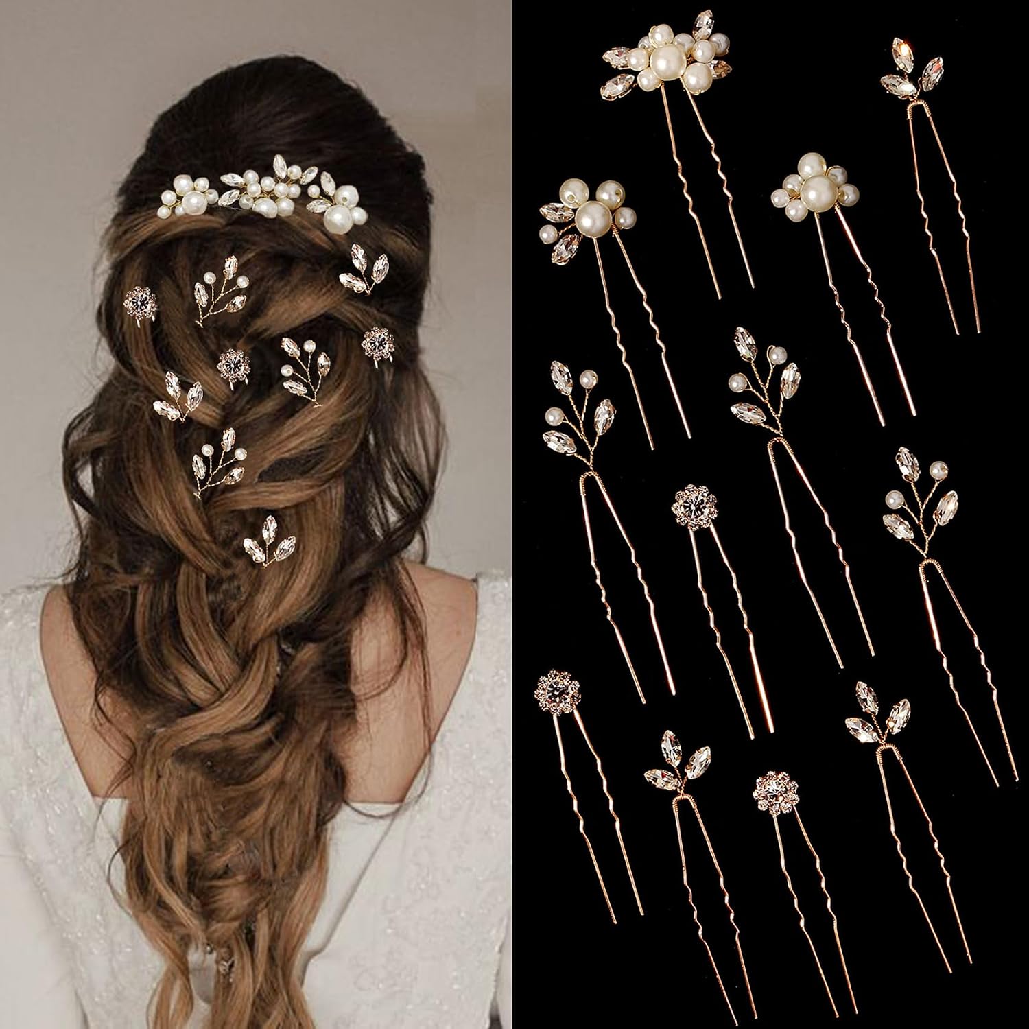 12 Pieces Wedding Hair Pins Bridal Headpiece Pearl Hair Styling Pins Silver Hairpieces Accessories for Brides Bridesmaids
