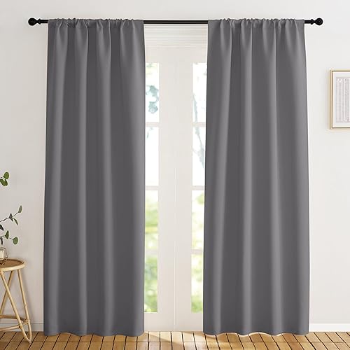 Miniatura 133 de KGORGE - Cortinas opacas grises para dormitorio 2 paneles, 42 x 63 pulgadas con ojales, cortinas de oscurecimiento de habitación con aislamiento