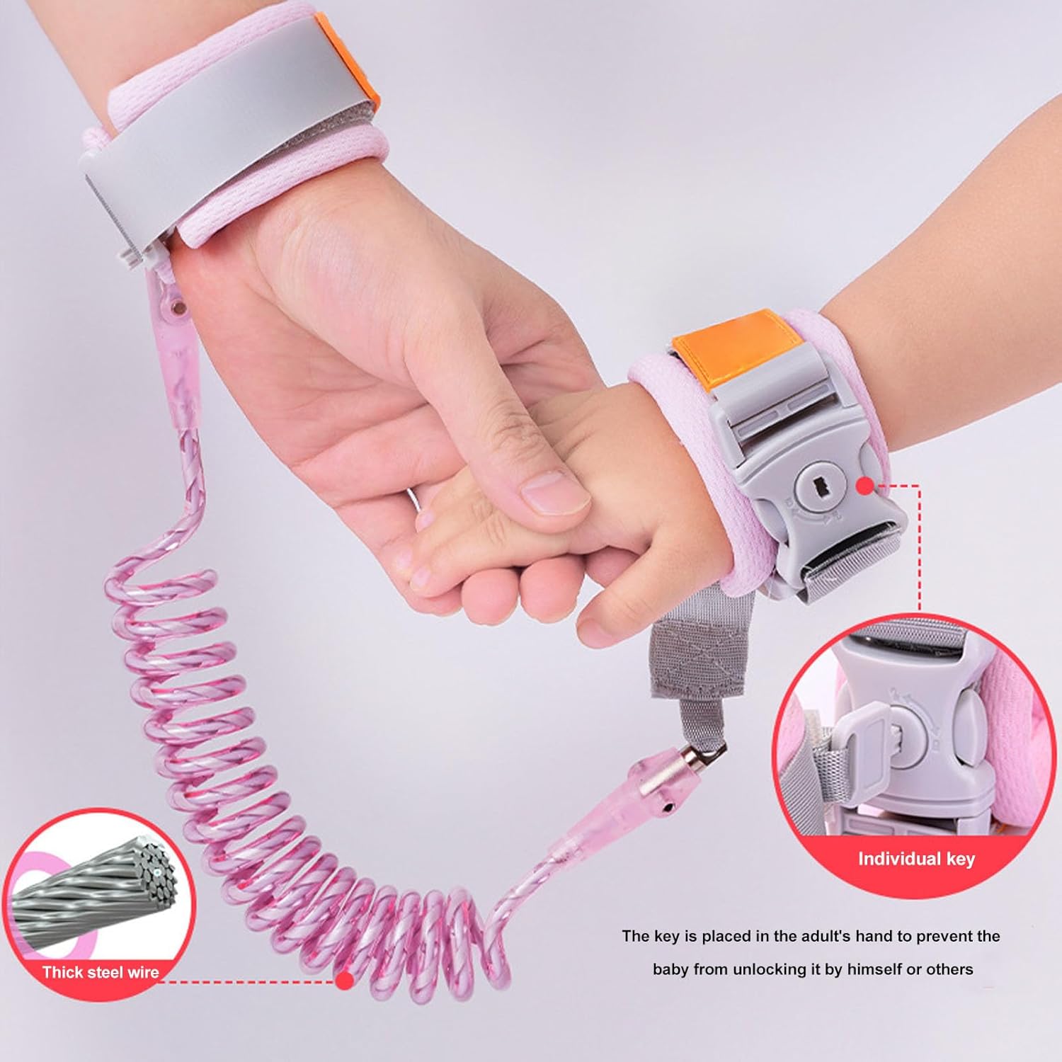 2 in 1 Kids Backpack Safety Leash Child Leashes Prevent Lost Children Harness Leashes Wrist Link 1.5 Meter Toddler Safety Backpack with Leash for Outdoor Use (Pink)