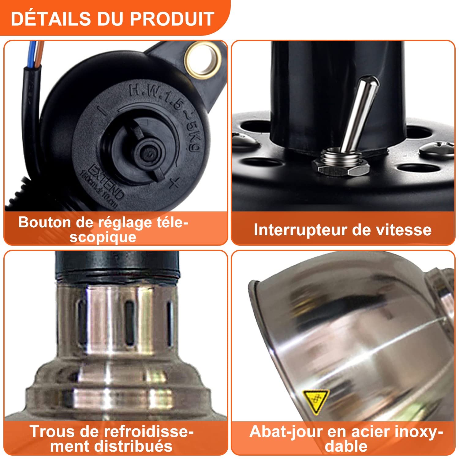 Lampe Chauffante Alimentaire Réglable, 250W Lampes Chauffantes pour Aliments Commercial, Chauffe-Plats Lampe Chauffante Cuisine Professionnelle pour Restaurant et Buffet(B-25cm, 3 Pièces)